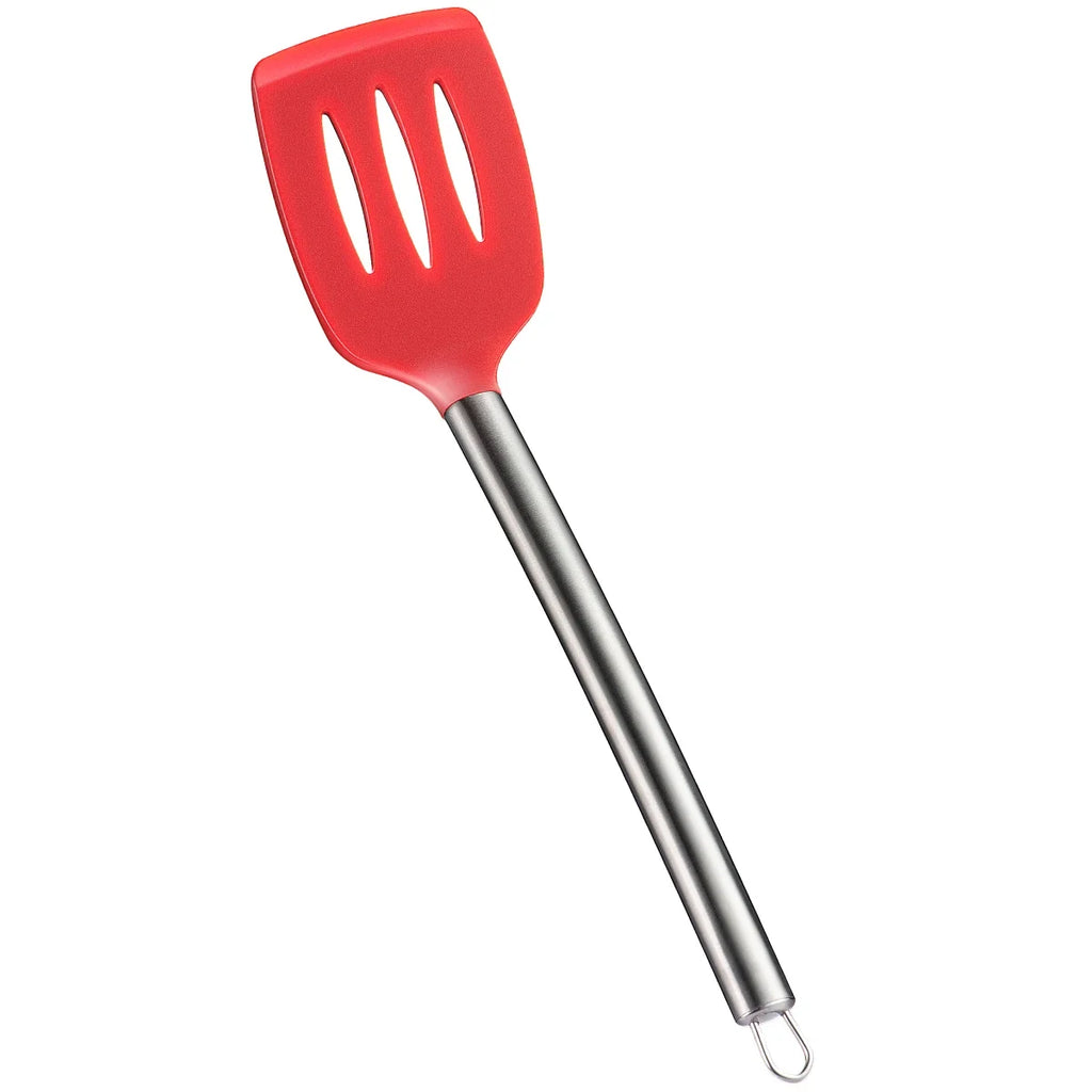 Silicone Slotted Spatula Turner | BPA-Free & Heat Resistant Silicone Spatula Turner Qme Red