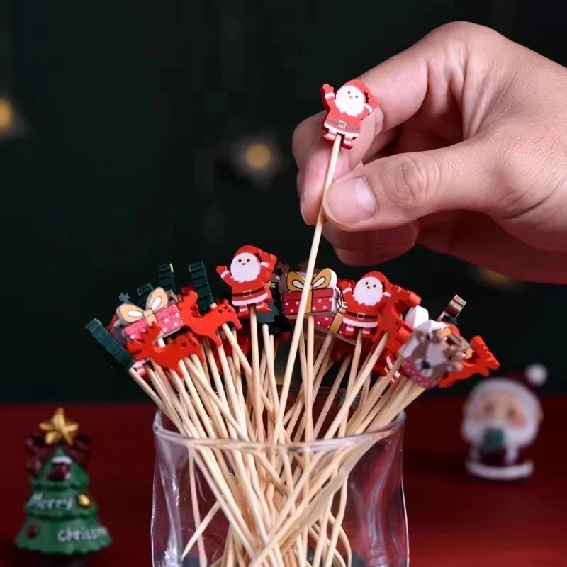 Christmas Toothpick Set 50pcs – Holiday Party Decorations Holiday Party Picks Qme