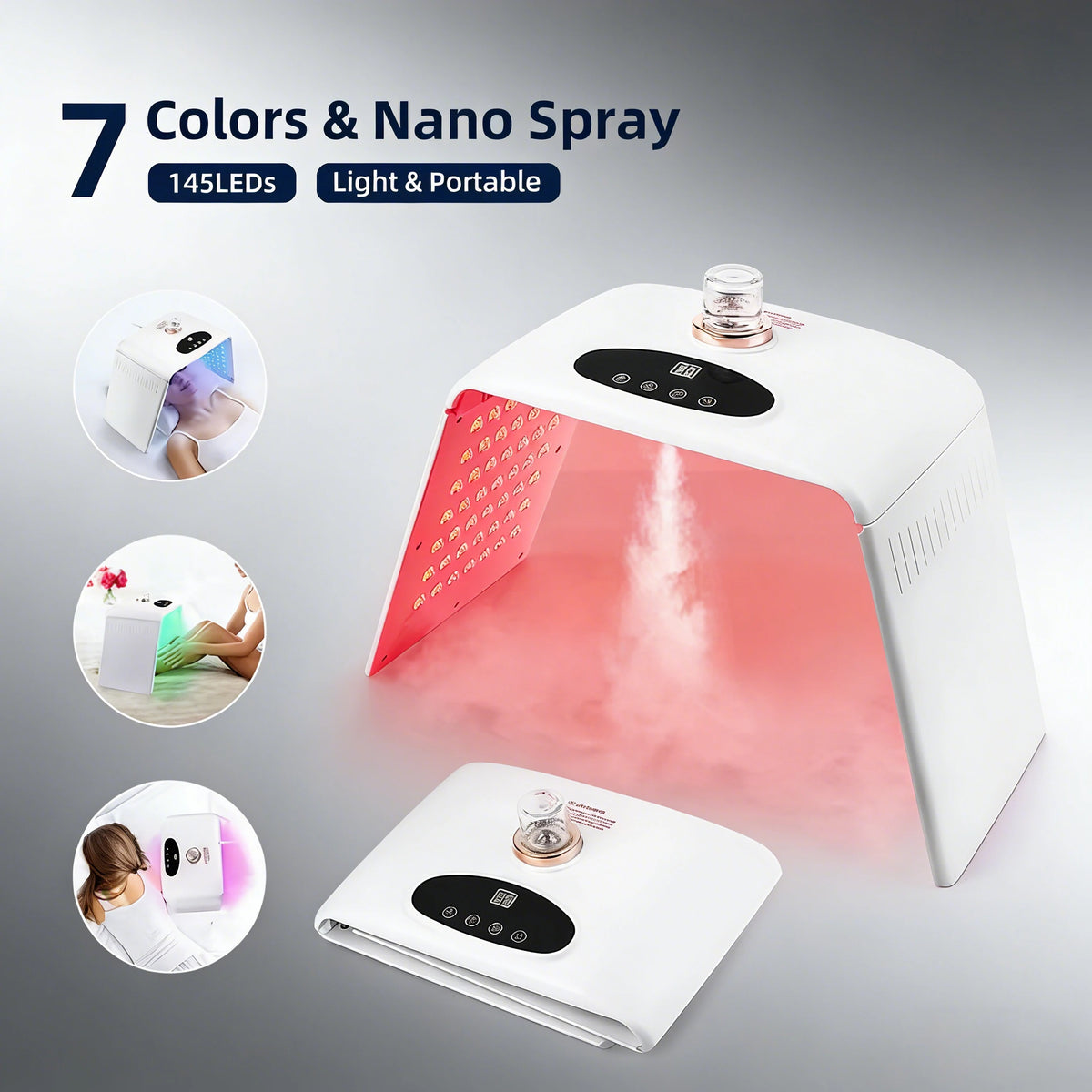7-Color LED Face Mask with Nano Spray – PDT Photon Skin Care LED Skin Care Mask Qst