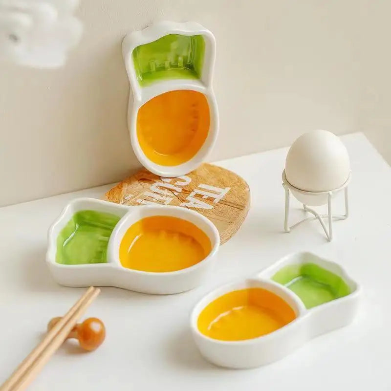 Carrot Shape Ceramic Sauce Dish – Mini Condiment Plate Ceramic Sauce Dish Qst