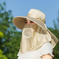 Wide Brim UV Protection Sun Hat – Breathable Neck Flap Women Wide Brim Sun Hat Qst Beige