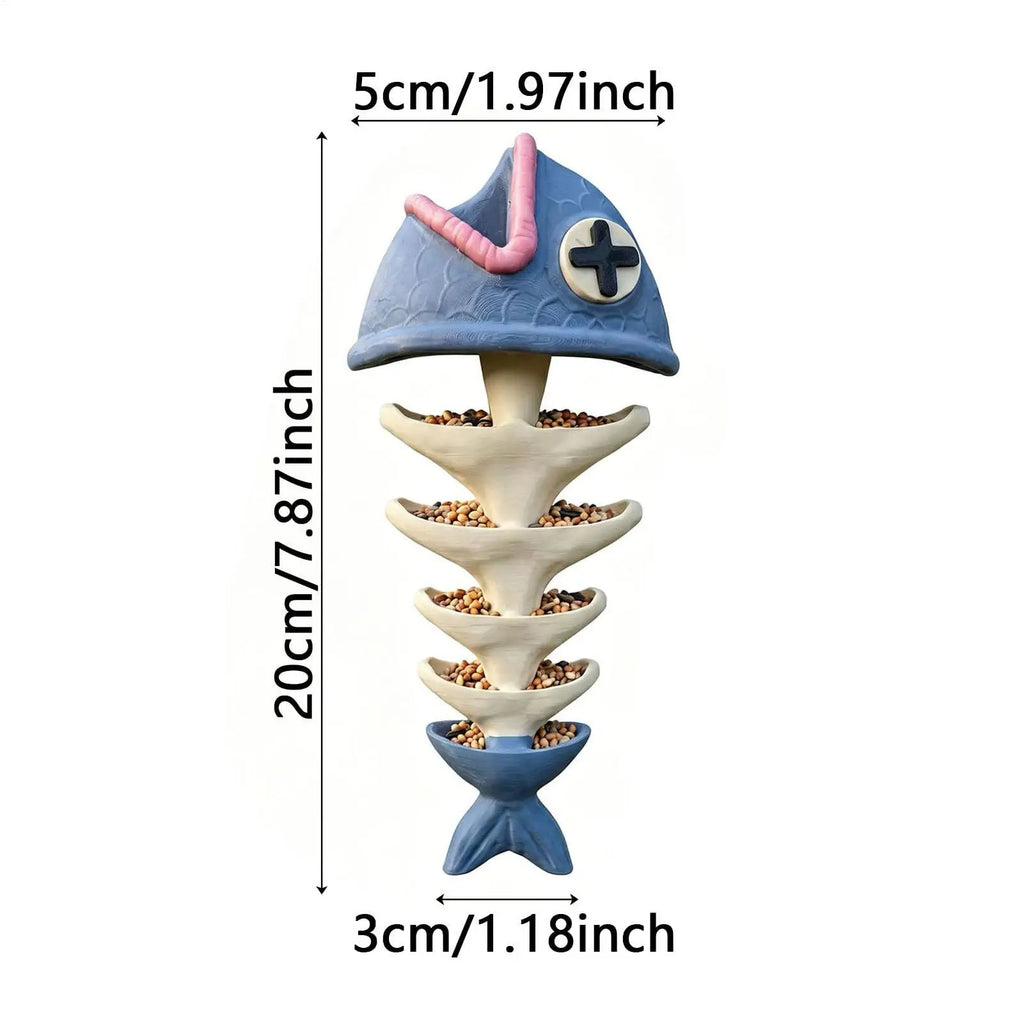 Novelty Fish Bone Bird Feeder – Resin Outdoor Garden Décor Novelty Bird Feeder Qme