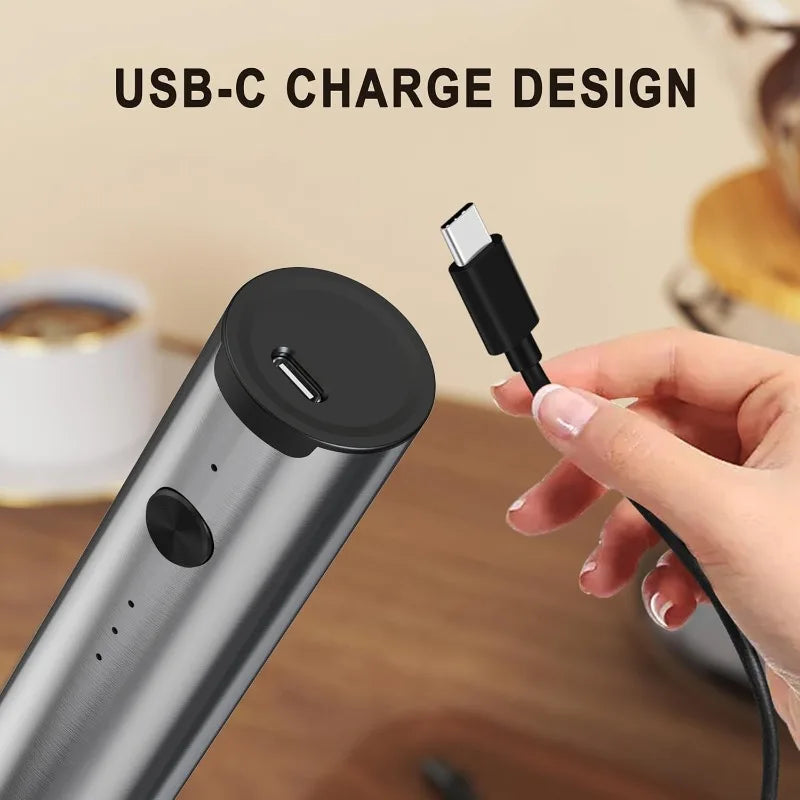 USB Rechargeable Electric Milk Frother & Mini Coffee Whisk Electric Milk Frother Qme