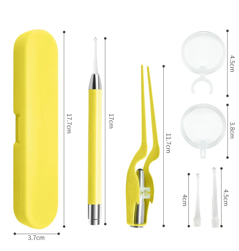 LED Ear Cleaning Kit – Earwax Spoon & Tweezers for All Ages Ear Cleaning Kit Qst