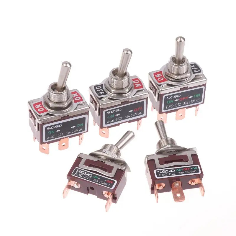 32A 250VAC Rocker Toggle Switch 2/3/4/6 Pin Brass Screw Rocker Toggle Switch Qme