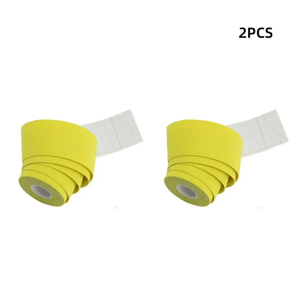 Kinesiology Sports Tape – Elastic, Waterproof, 18 Colors, 5m x 5cm Kinesiology Sports Tape Qme Yellow-2pcs