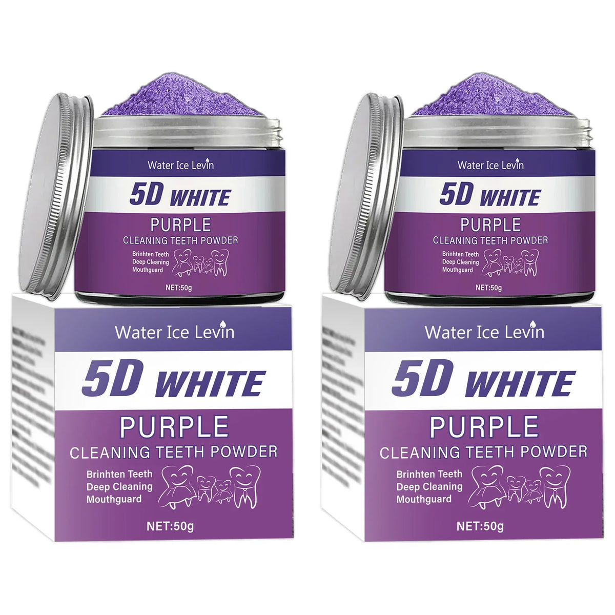 Purple Teeth Whitening Powder – Deep Clean & Fresh Breath 50g Teeth Whitening Powder Qme 2Pcs