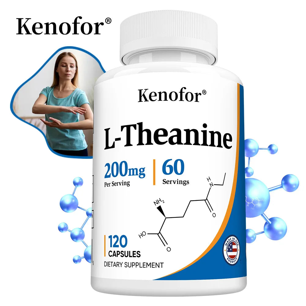 L-Theanine 200mg Capsules – Vegan, Gluten-Free, 120 Count L-Theanine Supplement Qst