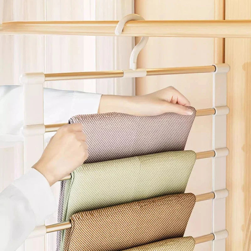 Foldable Trouser Rack – Stainless Steel Closet Ladder Hanger Trouser Rack Hanger Qme