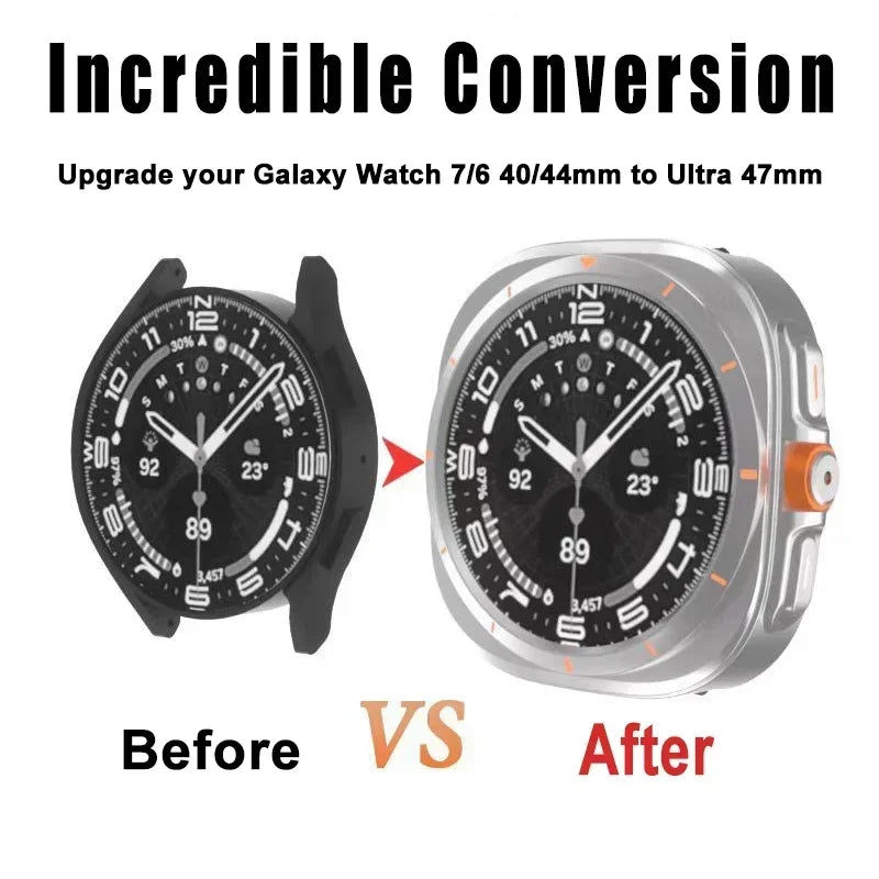Samsung Galaxy Watch 7/6 Ultra Case & Tempered Glass Protector Smartwatch Case Qme