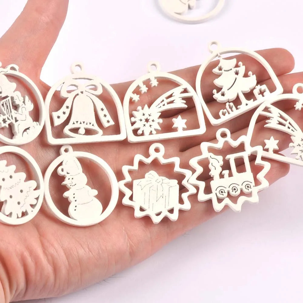 White Wooden Bell Christmas Tree Ornaments – DIY Craft Pendants Christmas Ornaments Qme Default Title