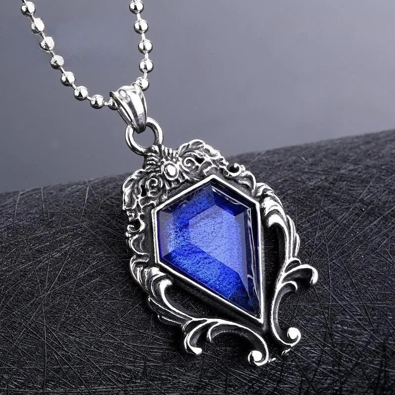 Sapphire & Obsidian Simulation Pendant Necklace | Women Pendant Necklace Qme