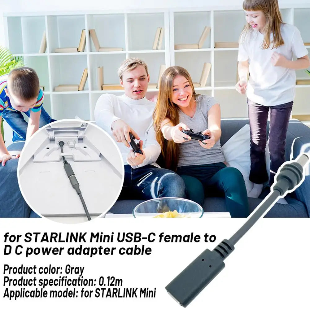 Starlink Mini USB-C Female DC Power Adapter Cable Weatherproof DC Power Adapter Cable Qme