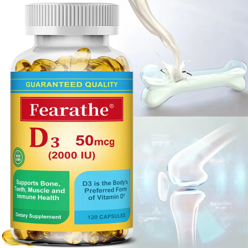 Vitamin D3 2000 IU Capsules – Bone, Muscle & Immune Support Vitamin Supplement Qst
