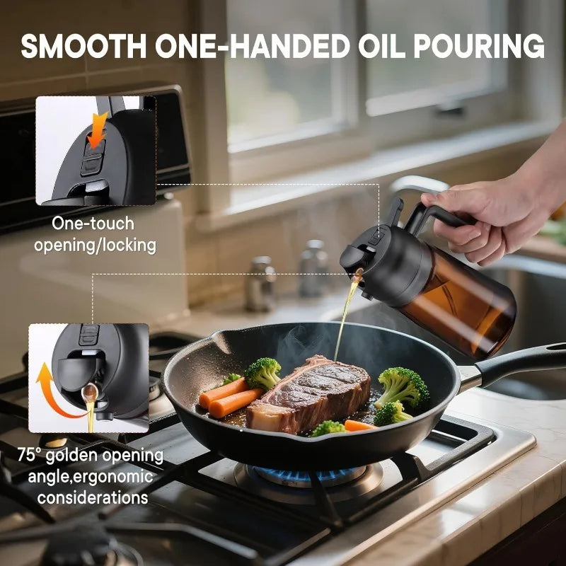 Glass Olive Oil Sprayer Dispenser – 2-in-1 Spray & Pour, 470ml Oil Sprayer Dispenser Qme