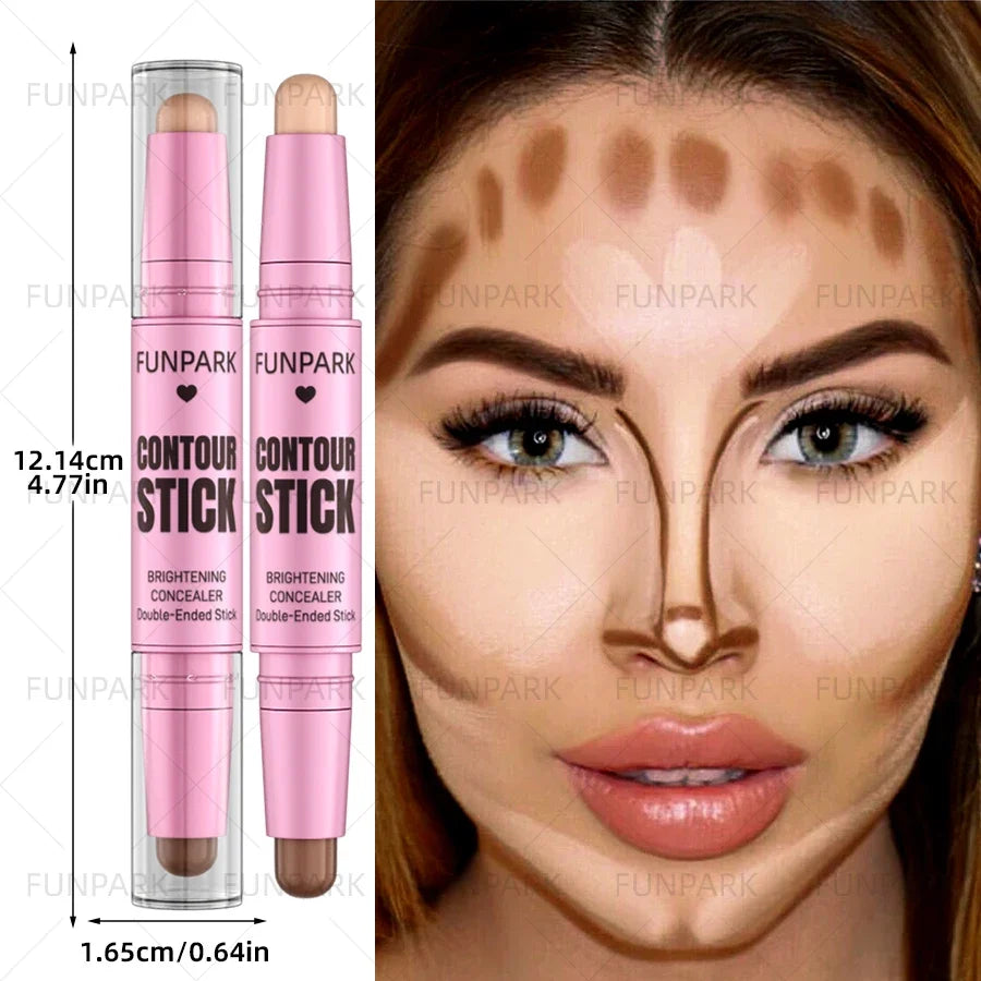 Double-Ended Highlight & Contour Stick – 3D Face Sculpting Contour Highlight Stick Qme
