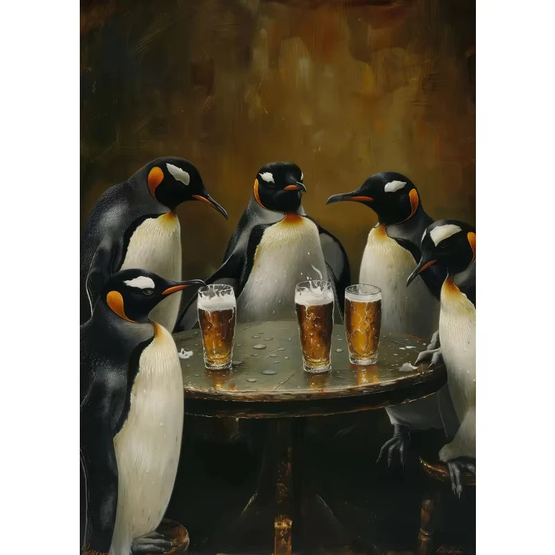 Retro Animals Tavern Beer Canvas Wall Art – Unframed Poster Canvas Wall Art Qst 1 50x70cm Unframed