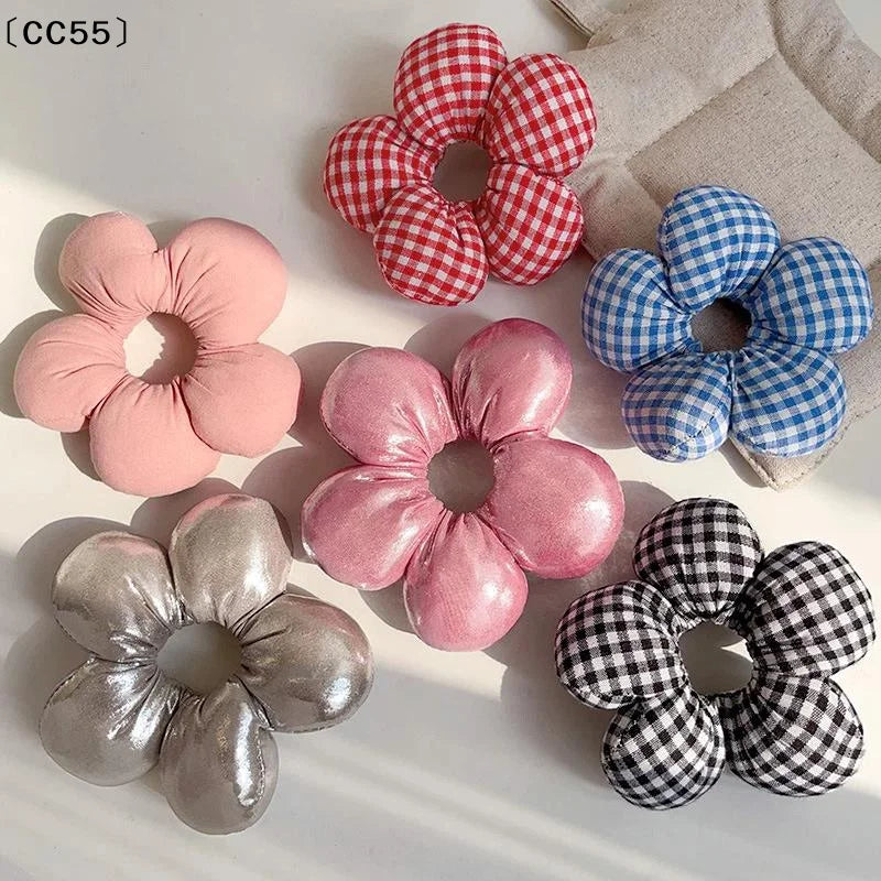 3D Flower Hair Scrunchie – Soft Polyester Hair Tie for Women Hair Scrunchie Qst