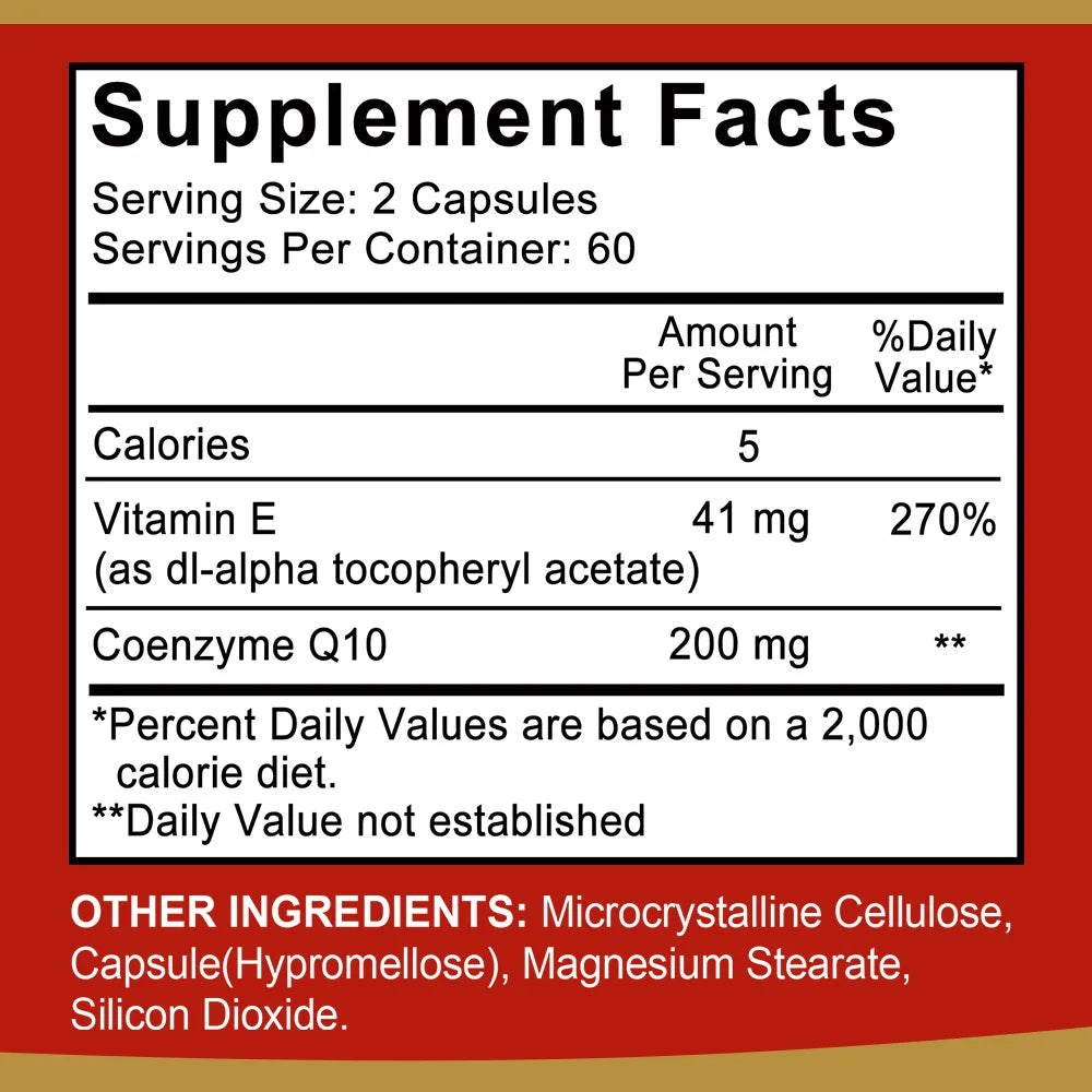 CoQ10 200mg Capsules with Vitamin E – Antioxidant Supplement Antioxidant Supplement Qst