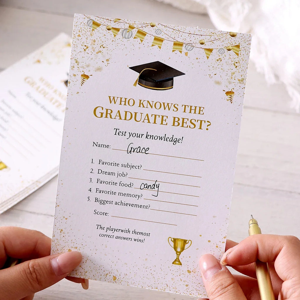 Graduation Party Tabletop Game Set – Bunting, Hats & Trophies Party Game Set Qme