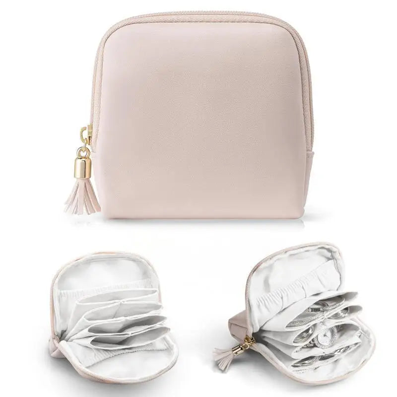 Tassel PU Leather Jewelry Organizer Bag | Earrings & Bracelets Jewelry Organizer Bag Qme Pink one size