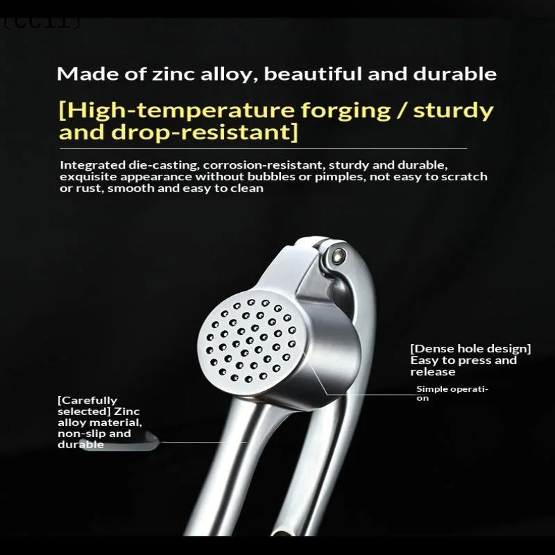 Zinc Alloy Garlic Press Set with Peeler & Cleaning Brush Garlic Press Set Qme