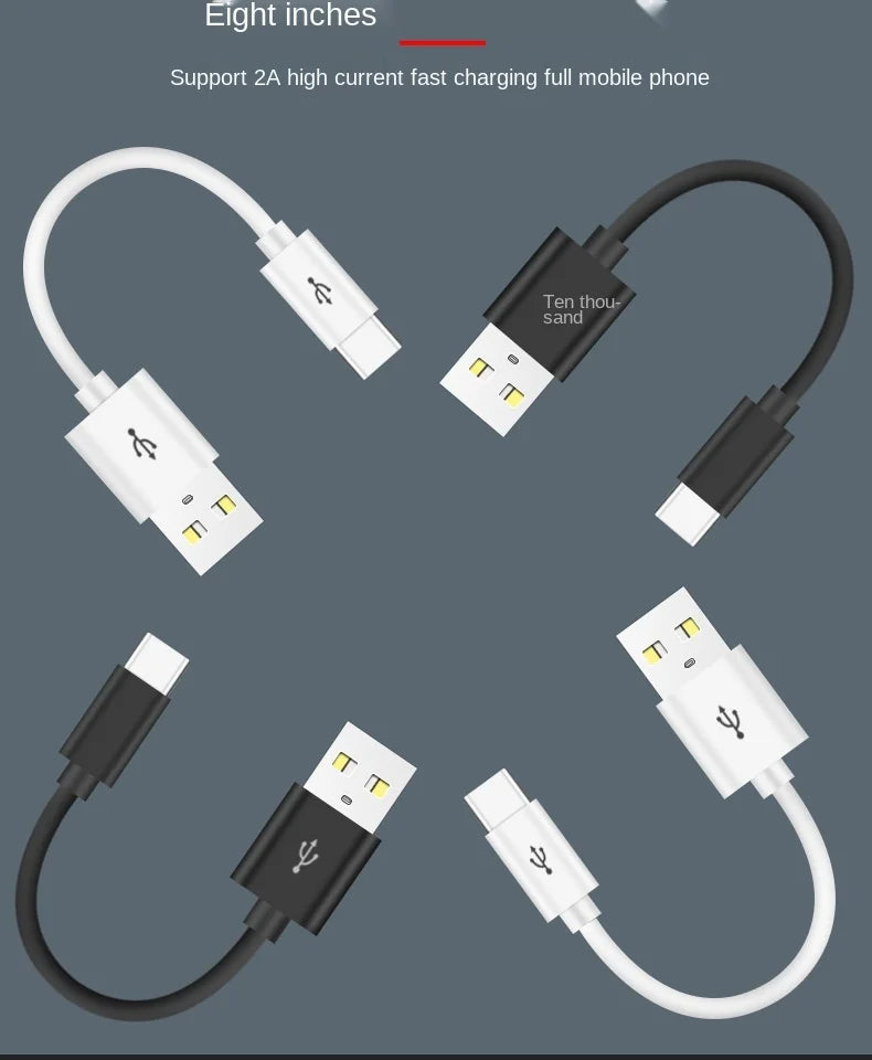 USB-C Short Fast Charging Cable for Samsung Galaxy S9 Note 8 9 USB-C Charging Cable Qme