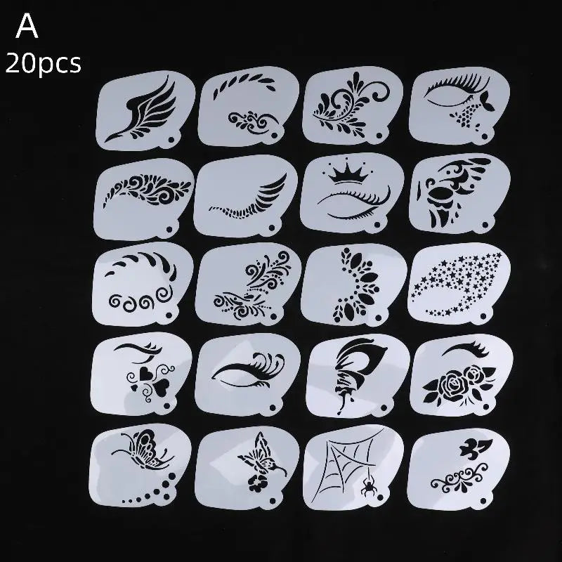 Reusable Face & Body Paint Stencils for Parties – Kids & Adults Face Paint Stencils Qst 20Pcs A