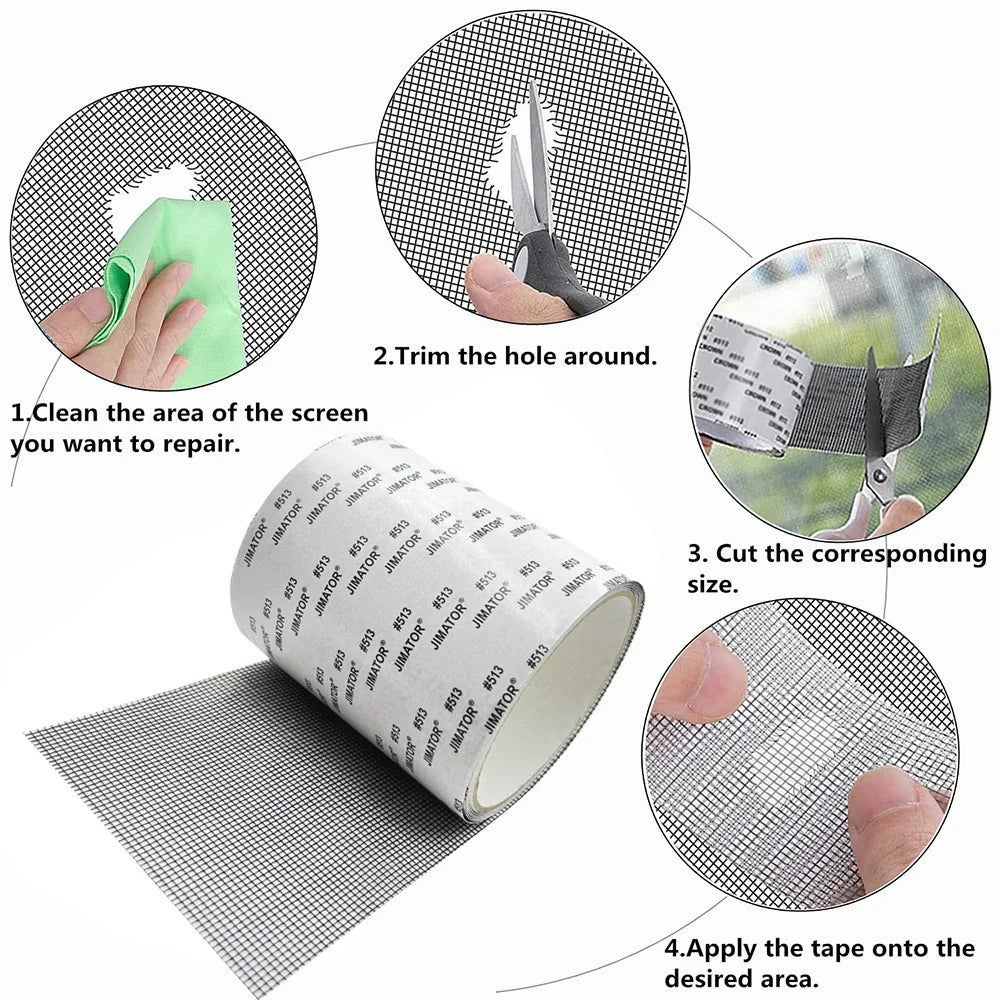 Self-Adhesive Window Screen Repair Tape – 2 Rolls x 10m Screen Repair Tape Qme
