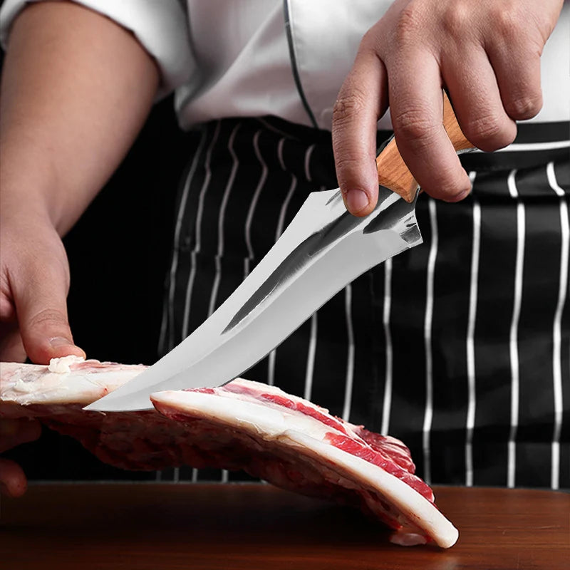 Hand-Forged Full Tang Meat Cleaver & Boning Knife – InLeung Kitchen Cleaver Knife Qst