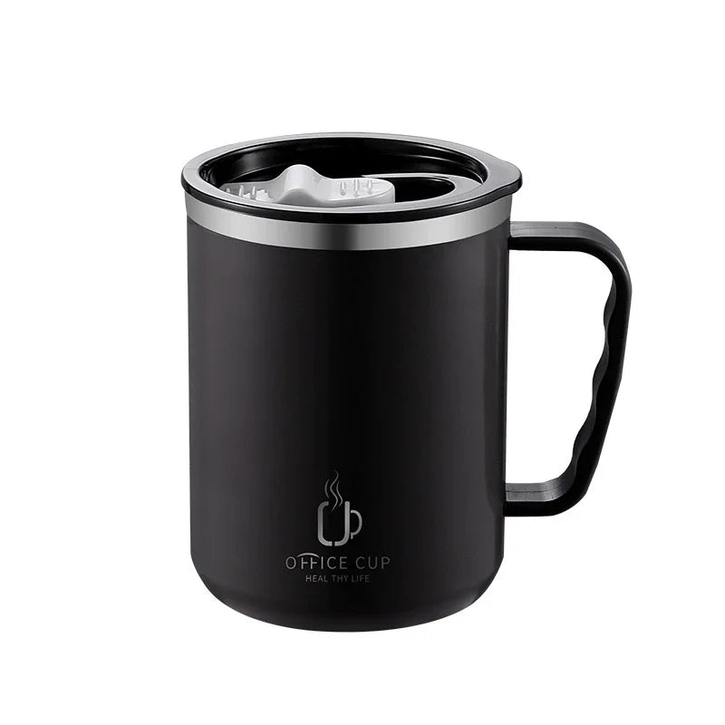 Stainless Steel Double-Wall Insulated Coffee Cup | Leak-Proof Insulated Coffee Mug Qme 500ml black
