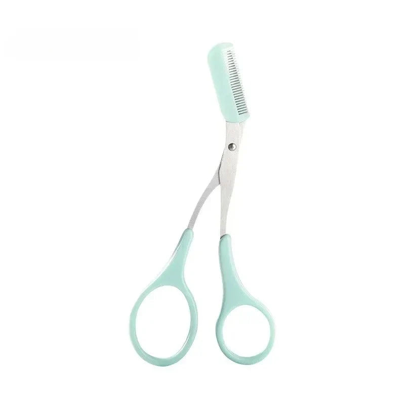 Stainless Steel Eyebrow Trimmer Scissors with Comb | Makeup Tool Eyebrow Trimmer Qme 1PC Green