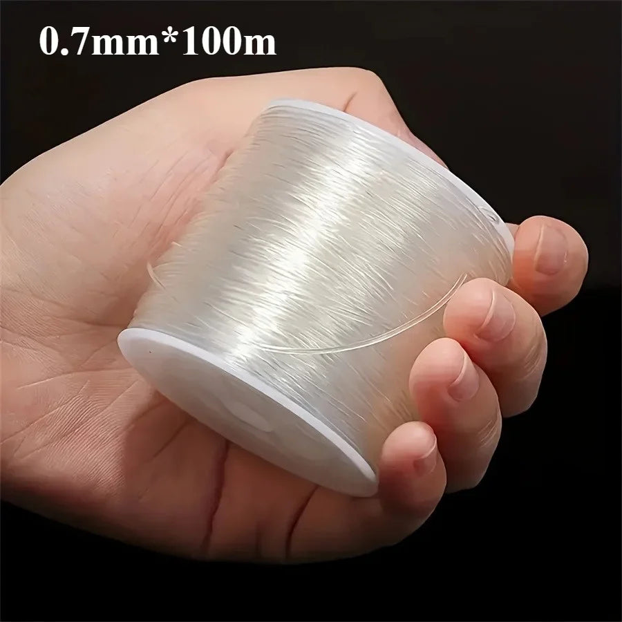 Transparent Elastic Thread Large Roll – DIY Beaded Jewelry Jewelry Making Cord Qme 0.7mm 100m white