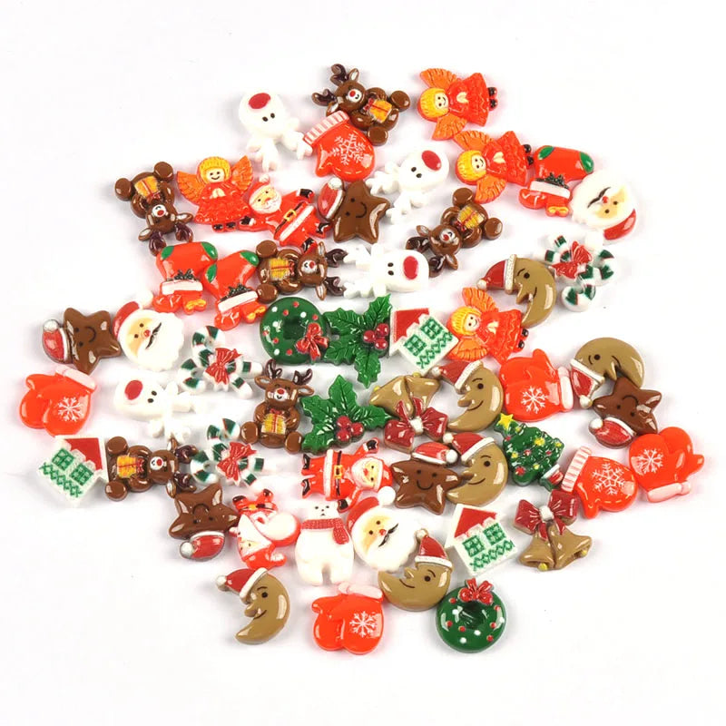 Christmas Resin Flatback Embellishments – Wreath Elk & Sock Resin Craft Embellishments Qme