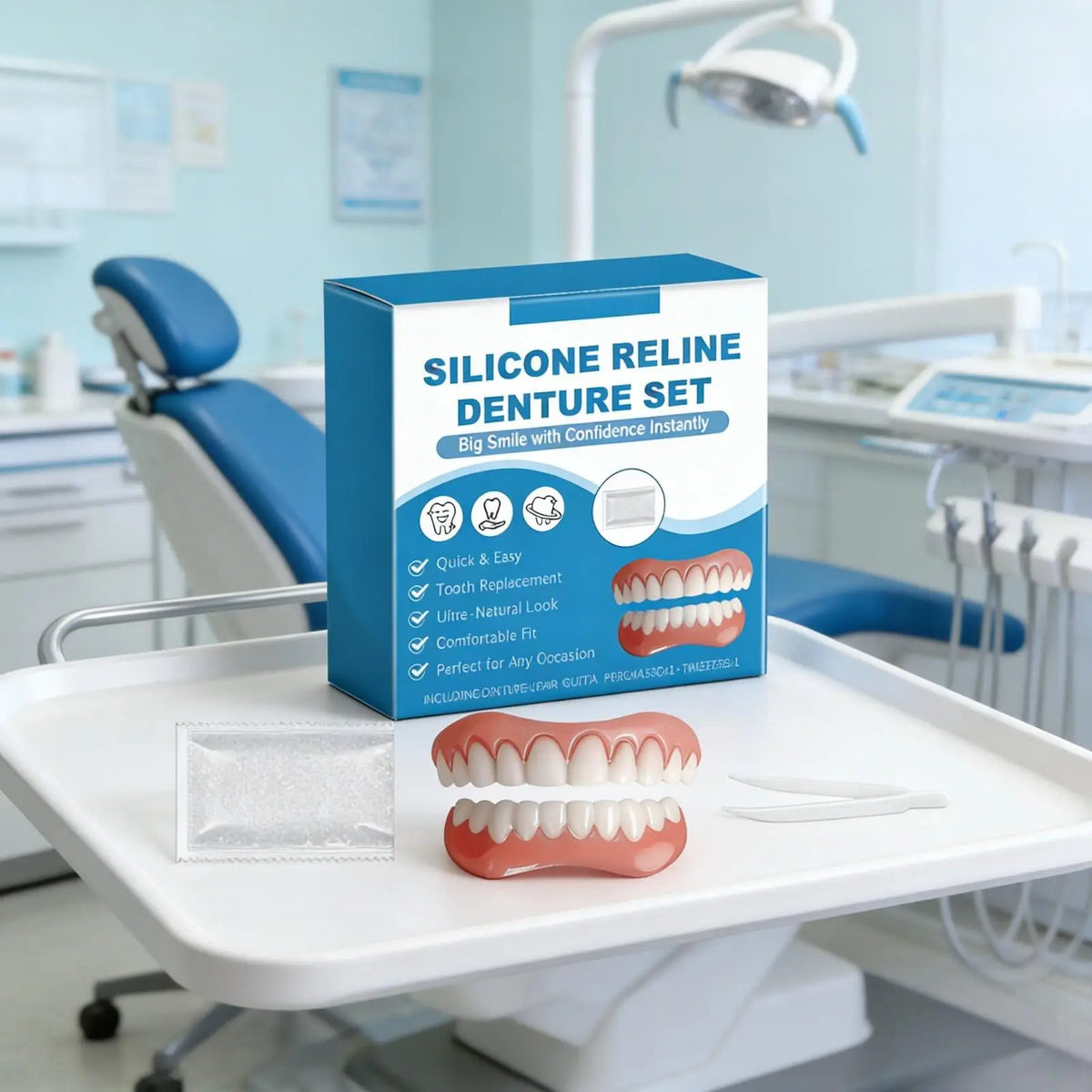 Silicone Reline Denture Set – Full Removable False Teeth Kit Removable Denture Kit Qst