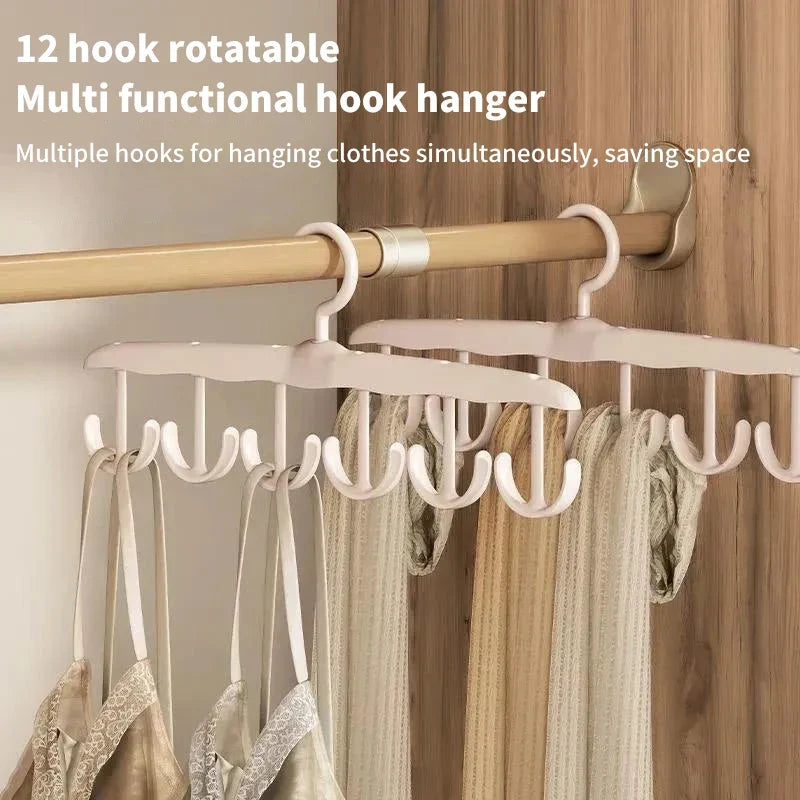 12-Hook Rotating Closet Organizer for Belts, Hats & Bags Closet Organizer Rack Qme