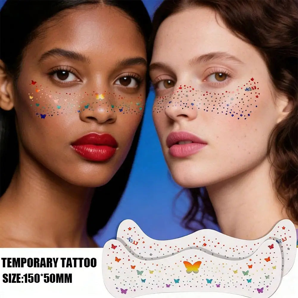 4th of July Glitter Face Tattoos – Patriotic Freckles Makeup Face Tattoo Stickers Qme