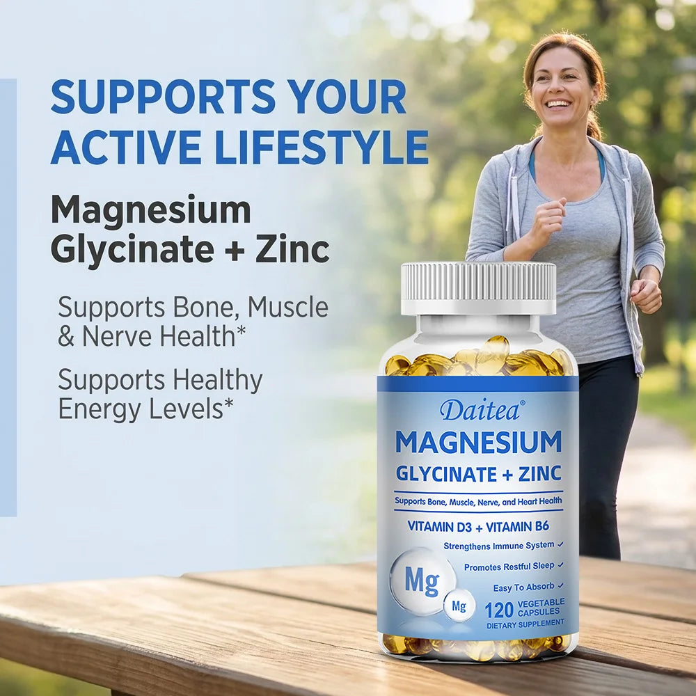 Magnesium Glycinate + Zinc Supplement | Sleep & Bone Support Mineral Supplement Qst
