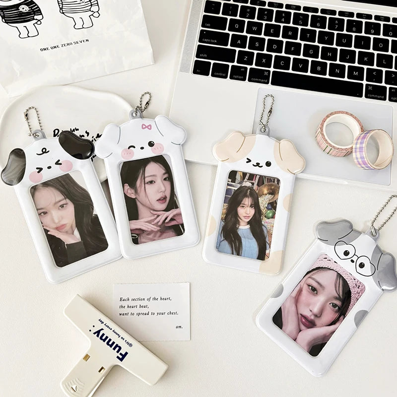 Kawaii Kpop Photocard Holder Keychain – 3 Inch Card Sleeve Photocard Holder Keychain Qst