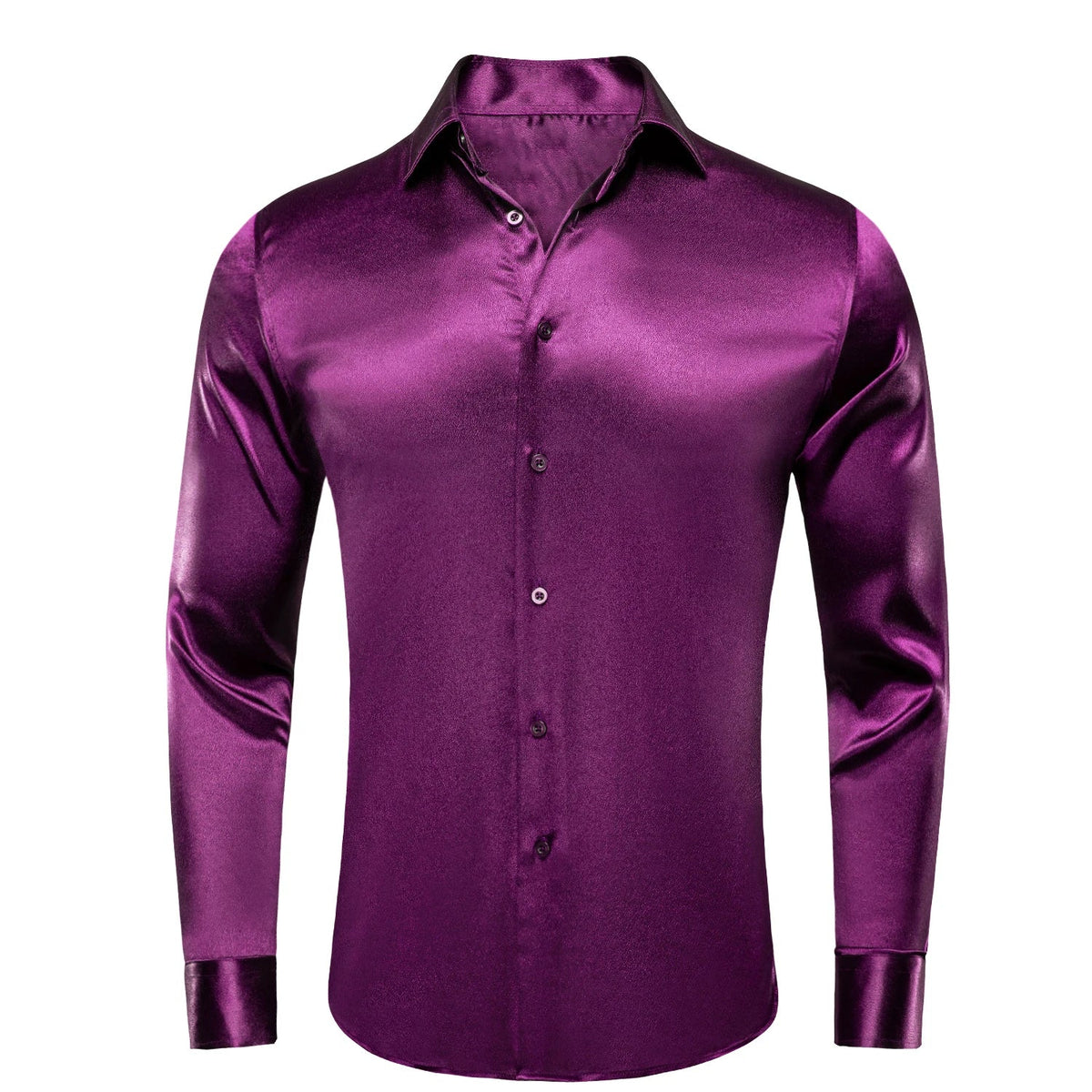 Hi-Tie Men's Satin Silk Dress Shirt – Long Sleeve Suit Shirt Men's Dress Shirt Qme CY-1505 XXL