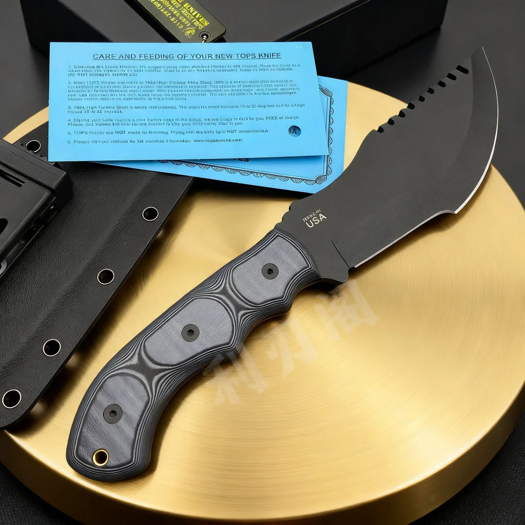 TOPS Tracker Fixed Blade Knife – 1095 Carbon Steel & G10 Fixed Blade Knife Qst