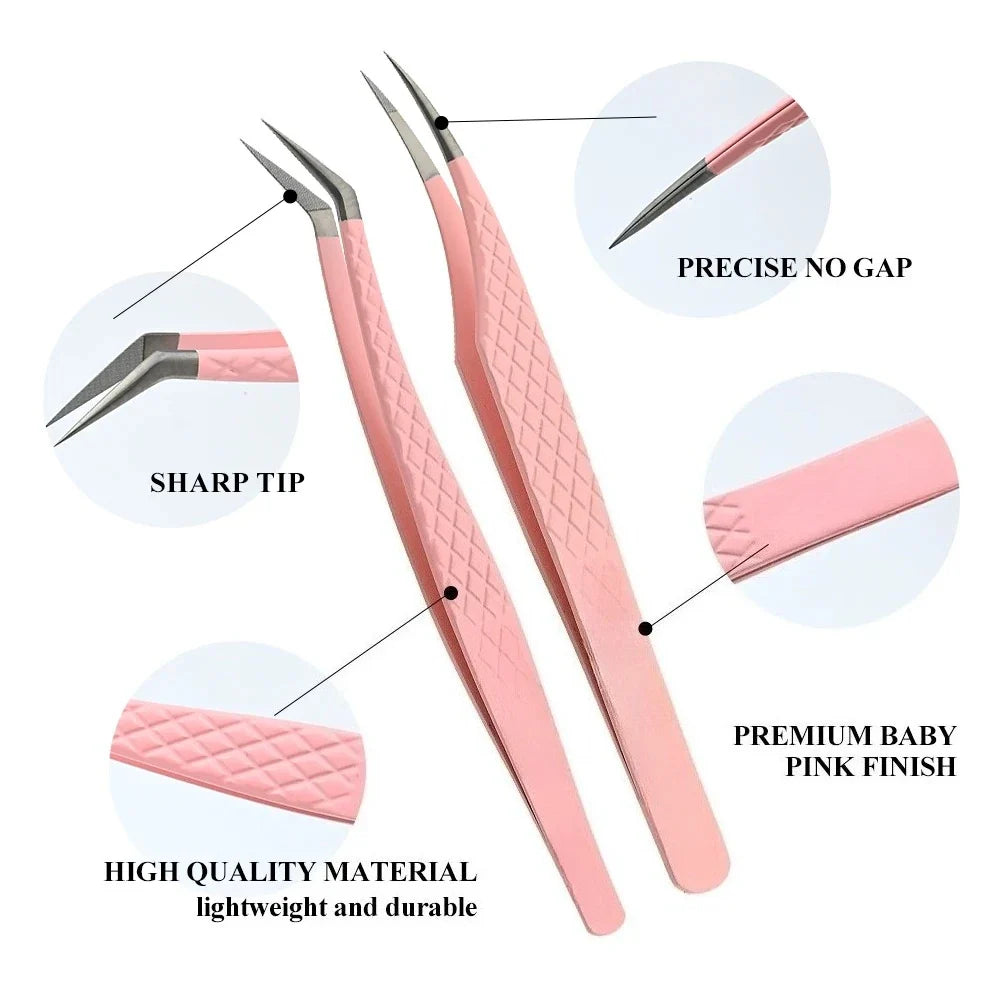 Qme Diamond Grip Eyelash Extension Tweezer | Volume Precise Lash Extension Tweezer Qme