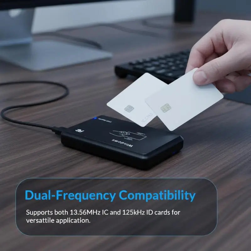 USB RFID Reader 125kHz & 13.56MHz Dual Frequency Smart Card USB RFID Card Reader Qme