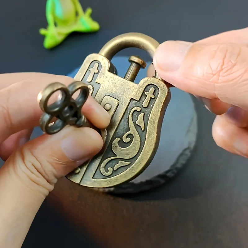 Vintage Alloy Puzzle Padlock Brain Teaser Magic Trick Lock Brain Teaser Puzzle Qme