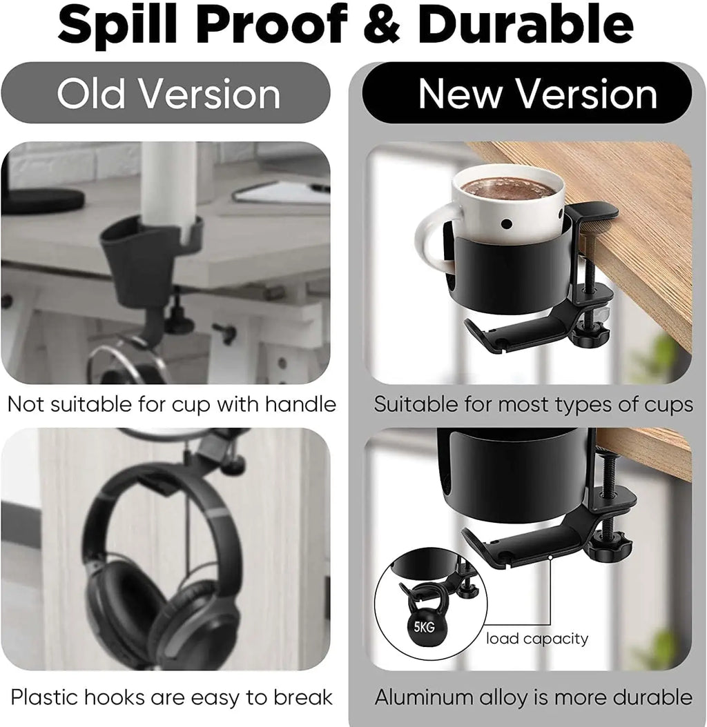 360° Rotating Desk Cup Holder Clamp Organizer – Gaming & Office Desk Cup Holder Qme