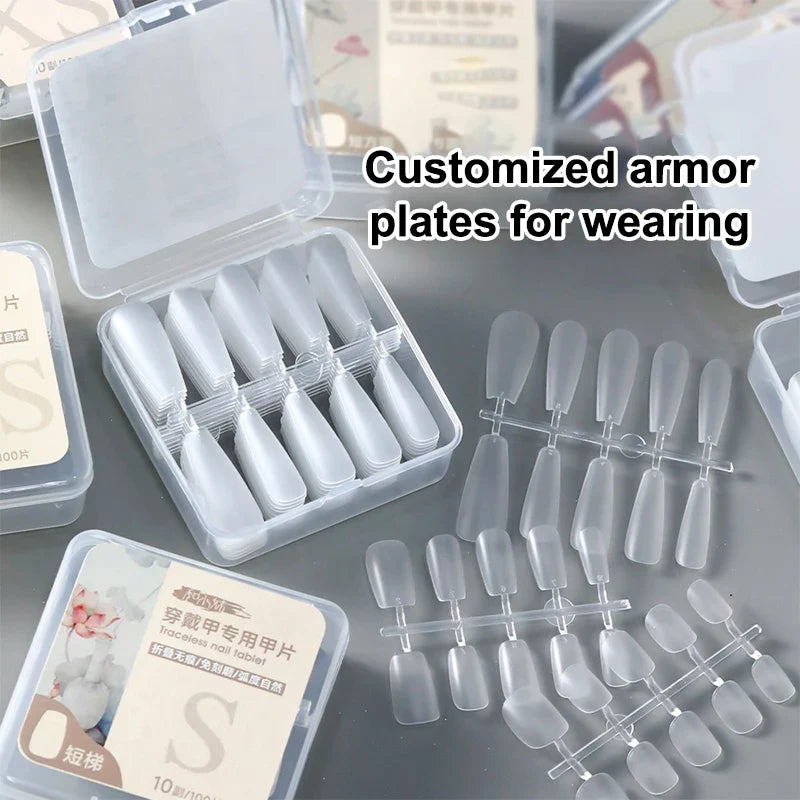 Coffin Press-On False Nails – 100 Clear Fake Nail Tips Press-On Nail Tips Qme