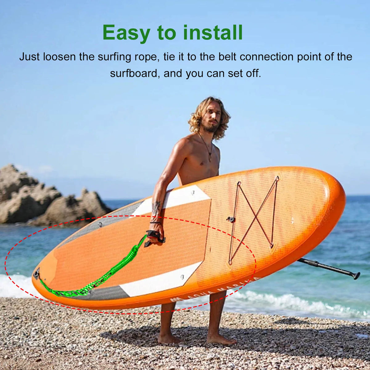 Longboard Surfboard Leash 4ft TPU Nylon Dual Connector Strap Surfboard Leash Qme