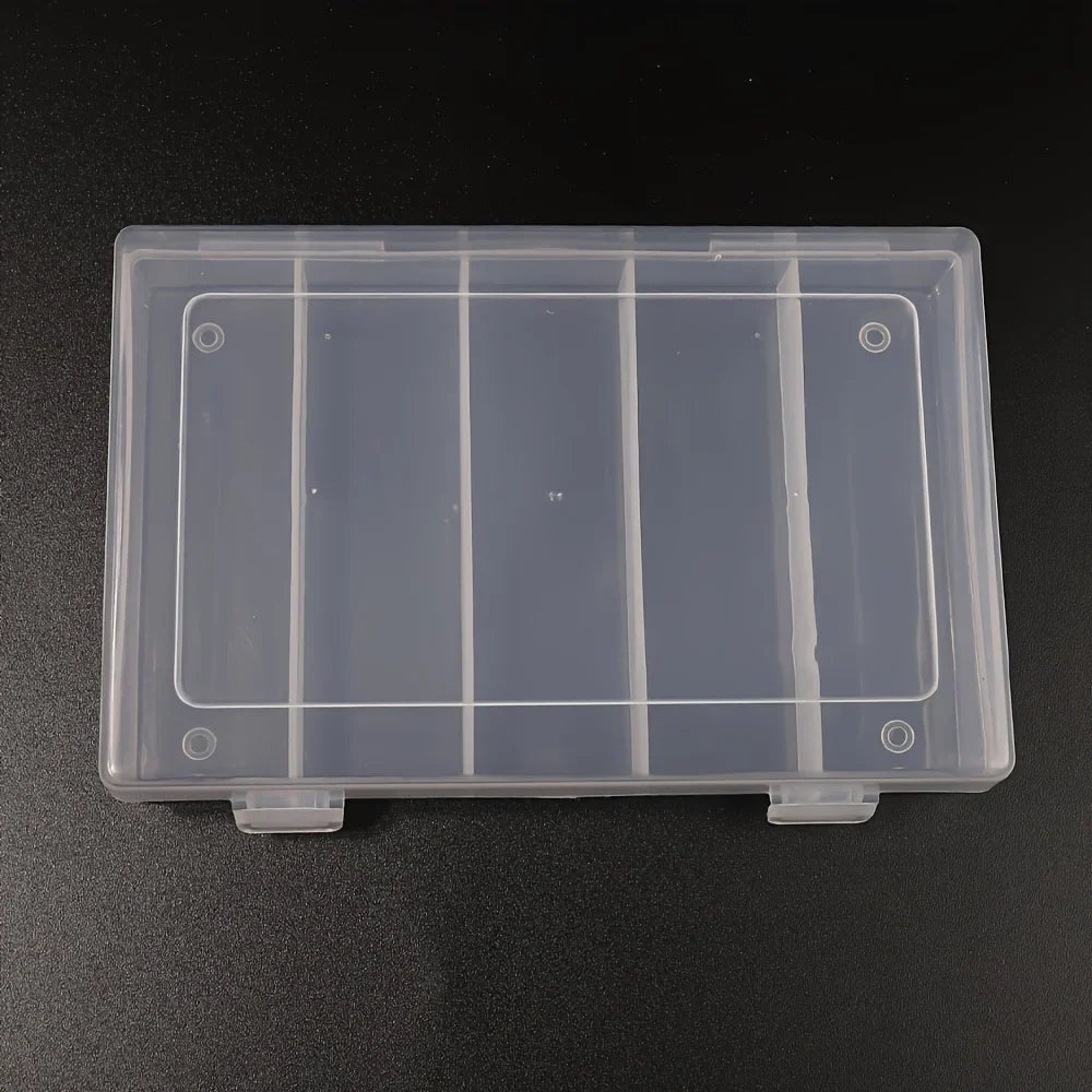 Transparent Nail Polish & Glue Storage Box – 5 Large Compartments Nail Storage Organizer Qme 1PC