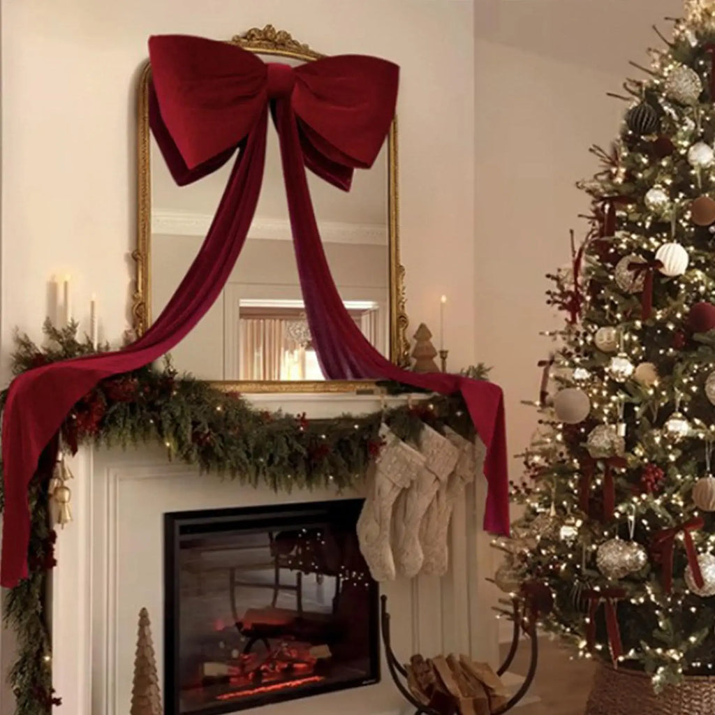 Large Velvet Bow Christmas Tree Topper – 8 Inch Holiday Decor Christmas Tree Topper Qme