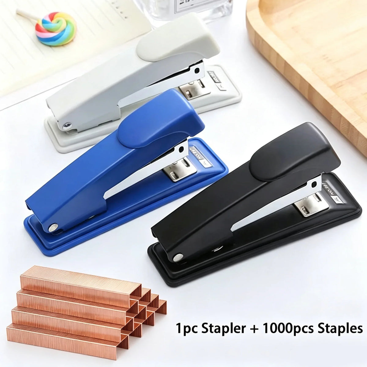 Durable Metal Stapler – 1000 Staples, Binds 20–25 Sheets Desktop Metal Stapler Qme